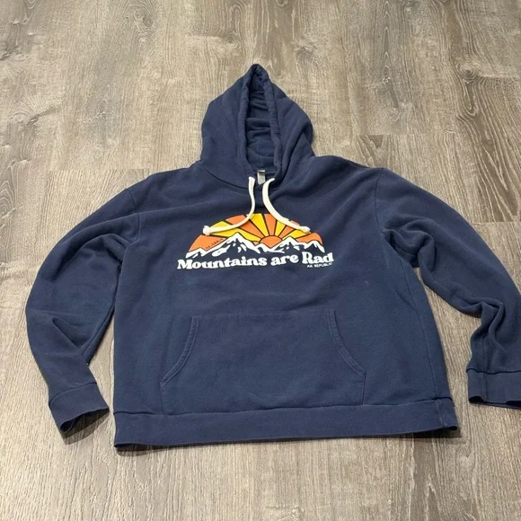 Comfy relaxing AK Republic Navy Graphic Hoodie - “Mountains Are Rad” - Picture 5 of 6